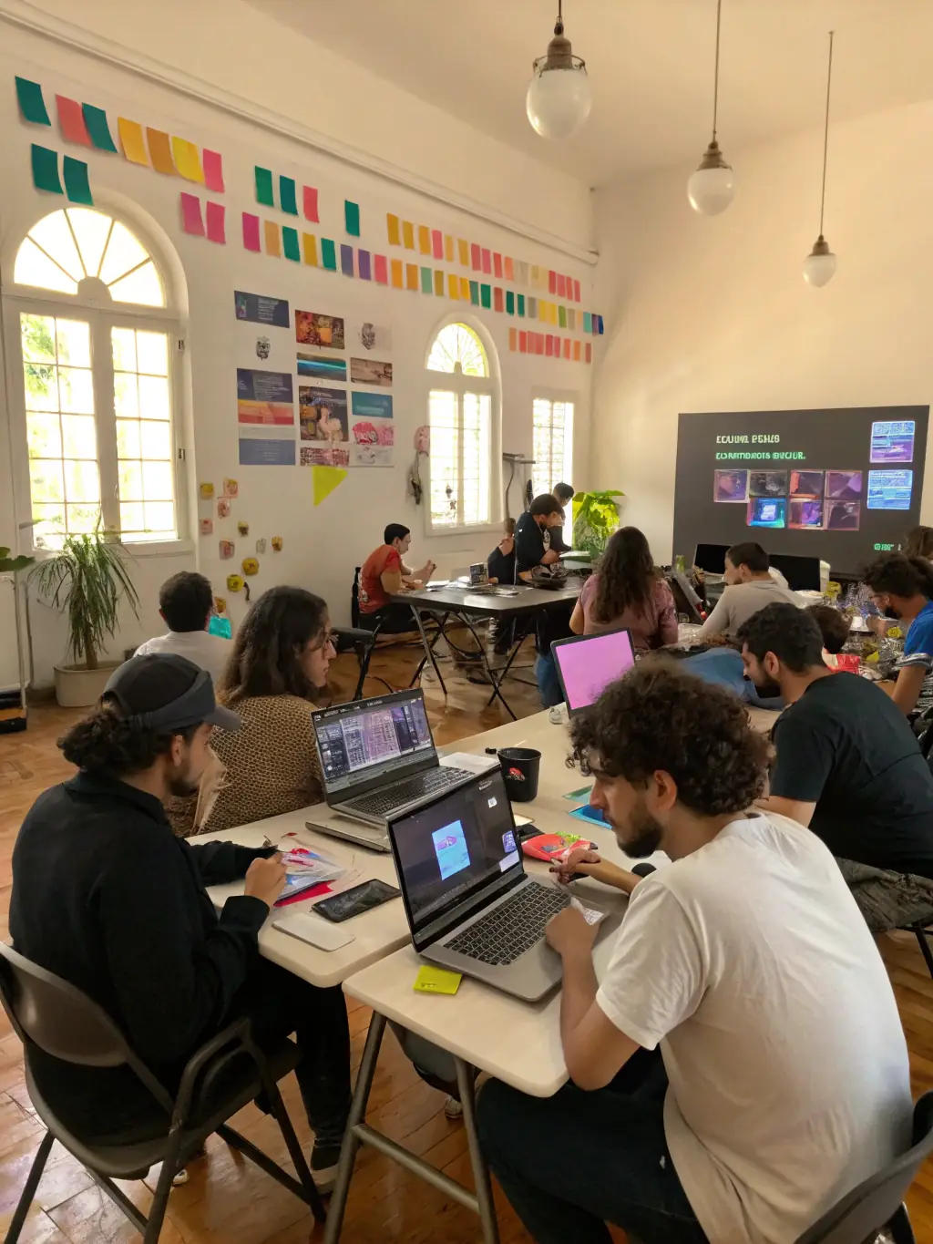 A dynamic image of a workshop or training session for aspiring filmmakers or writers, demonstrating the festival's support for creative talent.