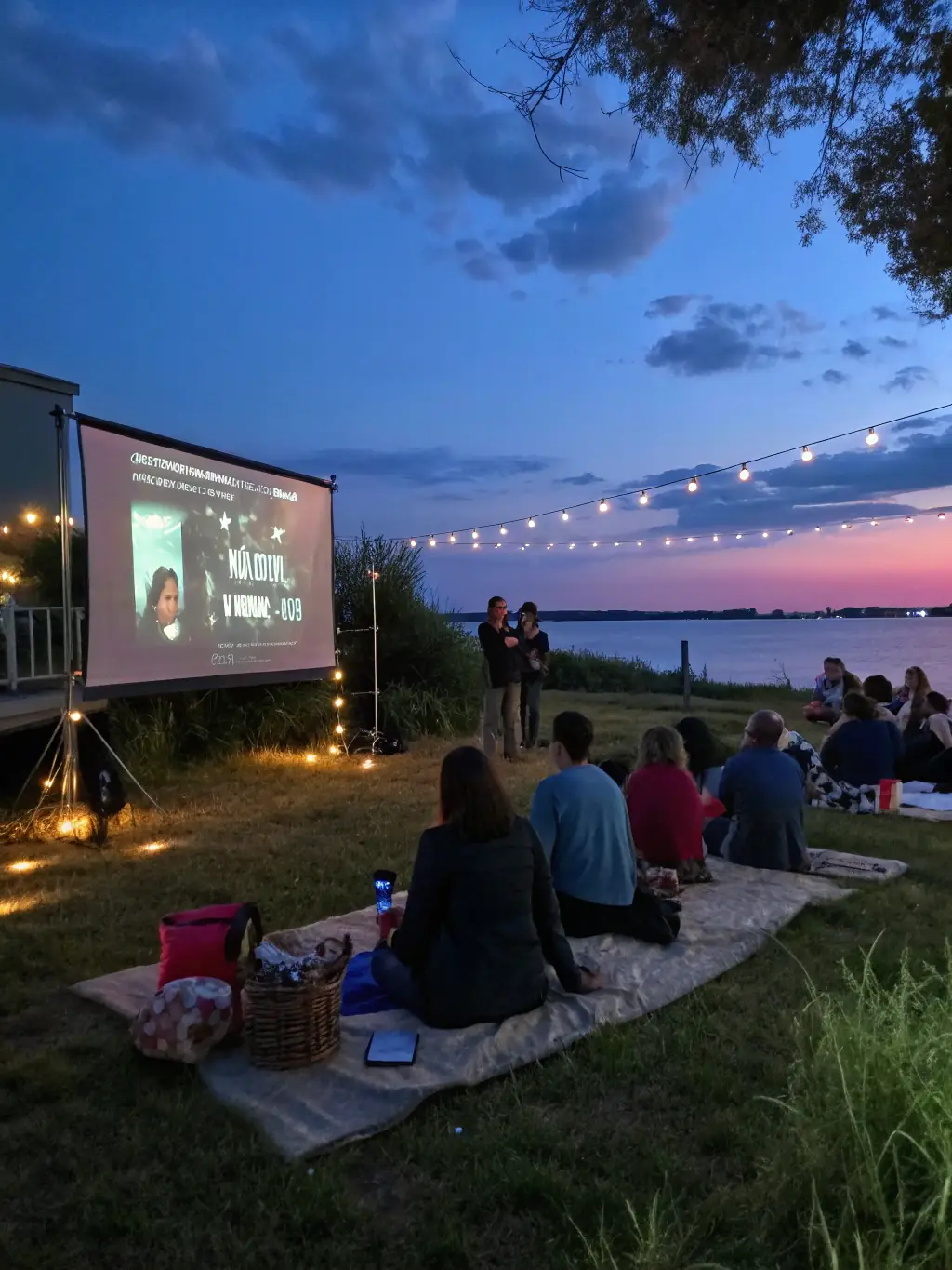 A vibrant image capturing a scene from an adventure film screening at the festival, showcasing an engaged audience watching a captivating scene.
